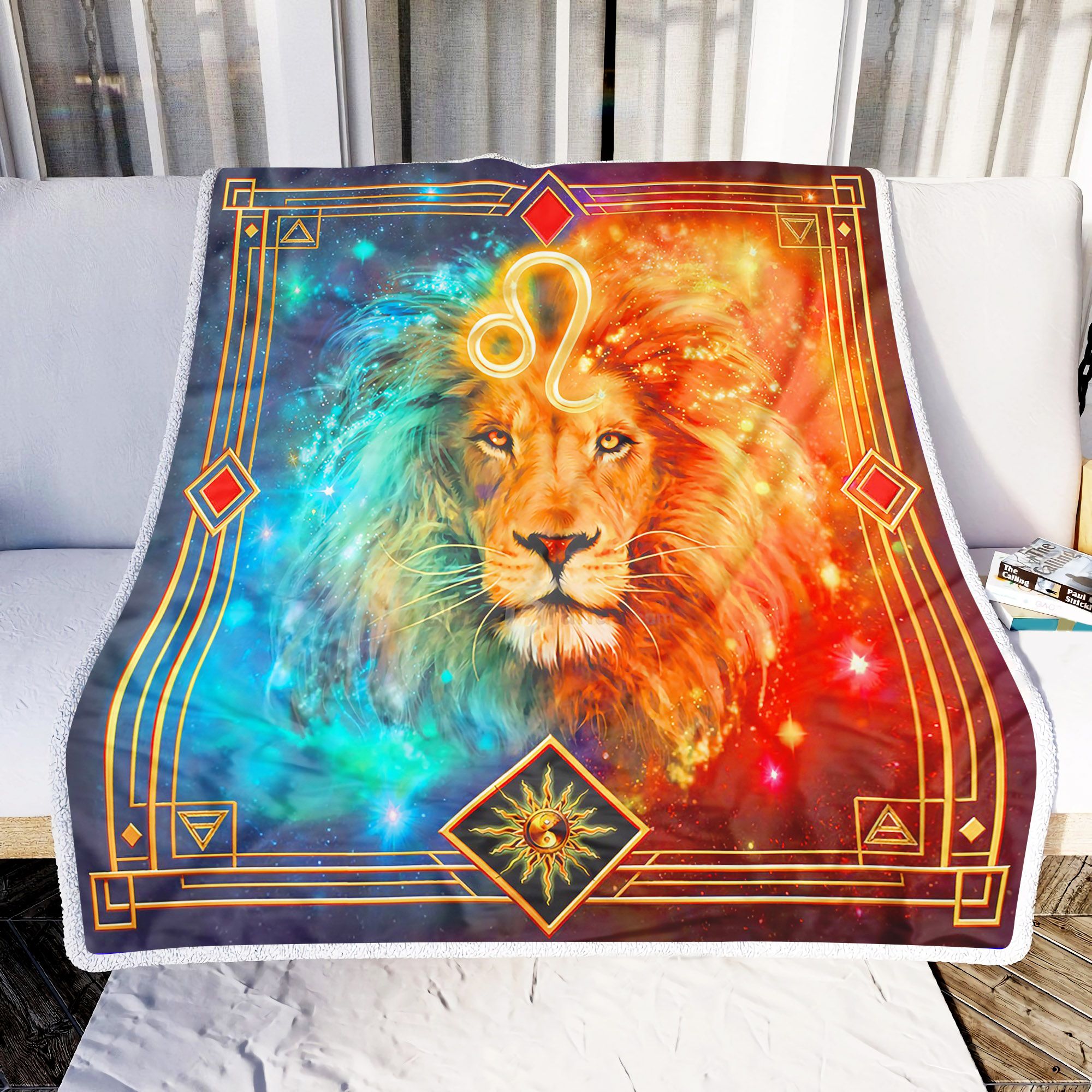Lion Fire And Ice Fleece Blanket
