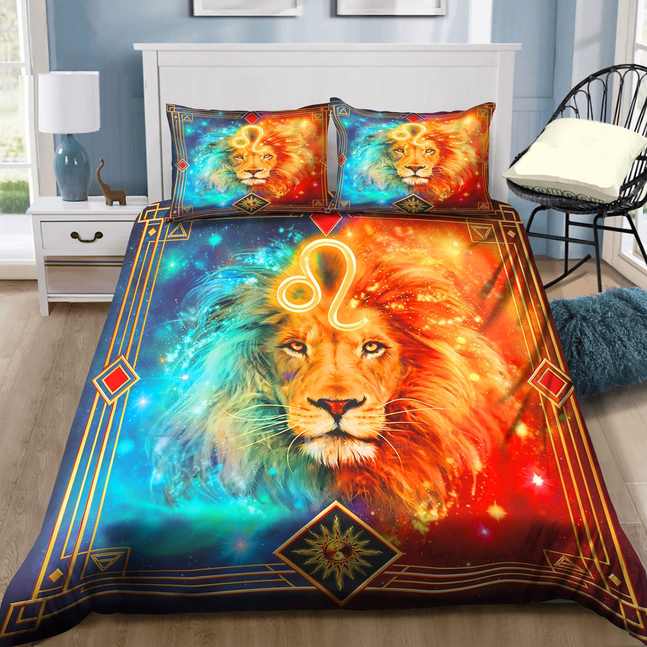 Lion Fire And Ice Bedding Set