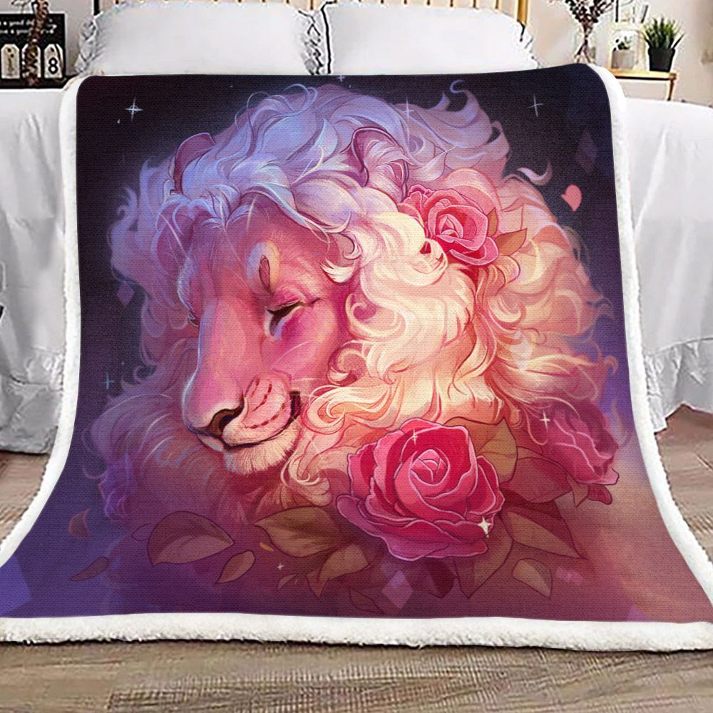 Lion Flower Sherpa Fleece Blanket