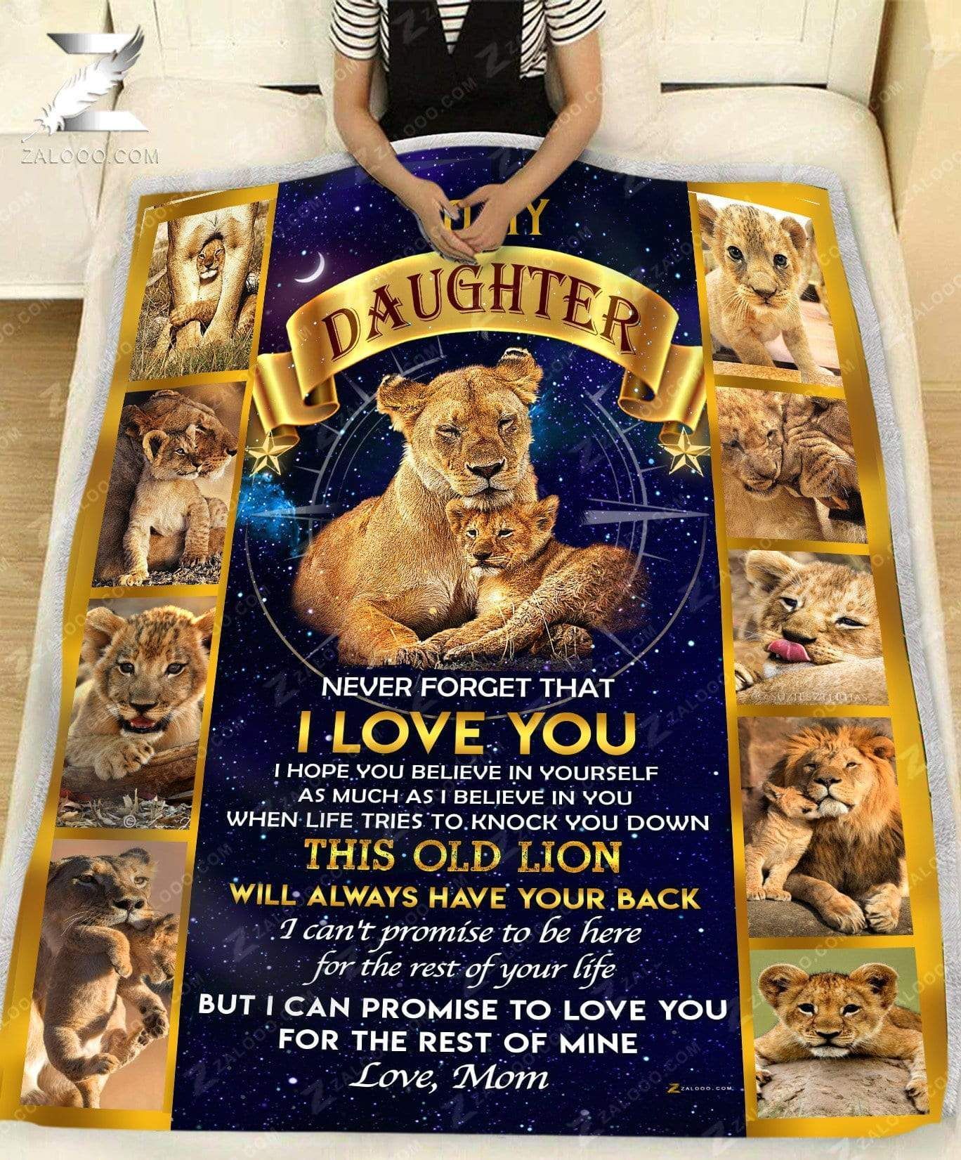 Lion For Daughter From Mom This Old Lion Will Always Have Your Back Sherpa Fleece Blanket