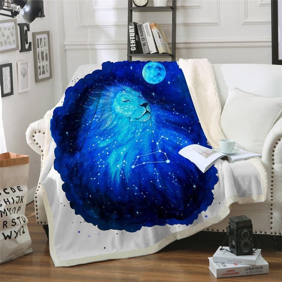 Lion Galaxy Sherpa Fleece Blanket