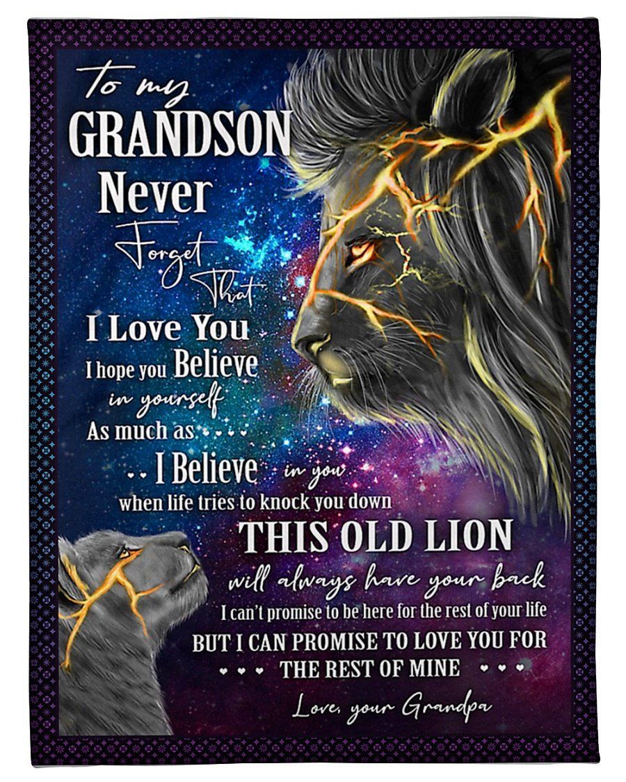 Lion Galaxy The Rest Of Mine Grandpa To My Grandson Fleece Blanket Fleece Blanket