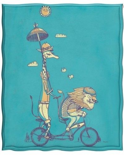 Lion Giraffe Cycling Sherpa Fleece Blanket