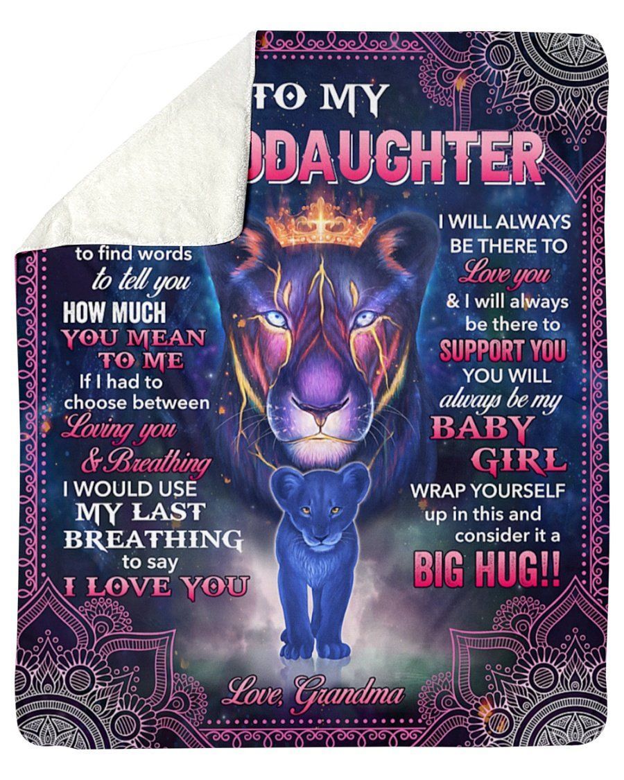 Lion Grandma To My Granddaughter Fleece Blanket Sometimes Its Hard Sherpa Blanket