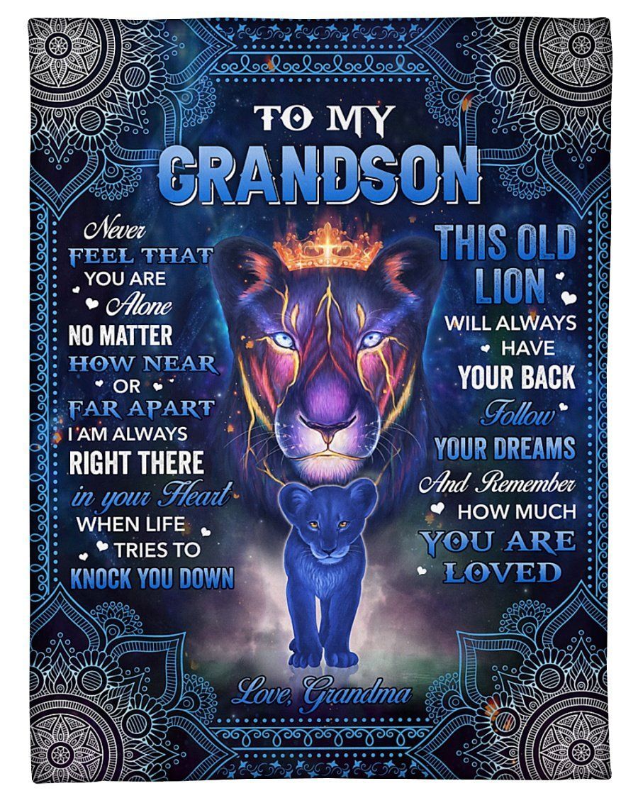 Lion Grandma To My Grandson Fleece Blanket Follow Your Dreams Fleece Blanket