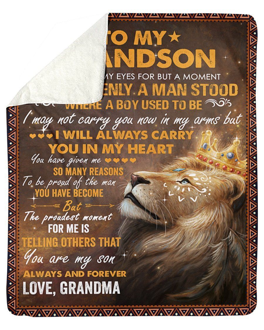 Lion Grandma To My Grandson Fleece Blanket The Proudest Moment For Me Sherpa Blanket