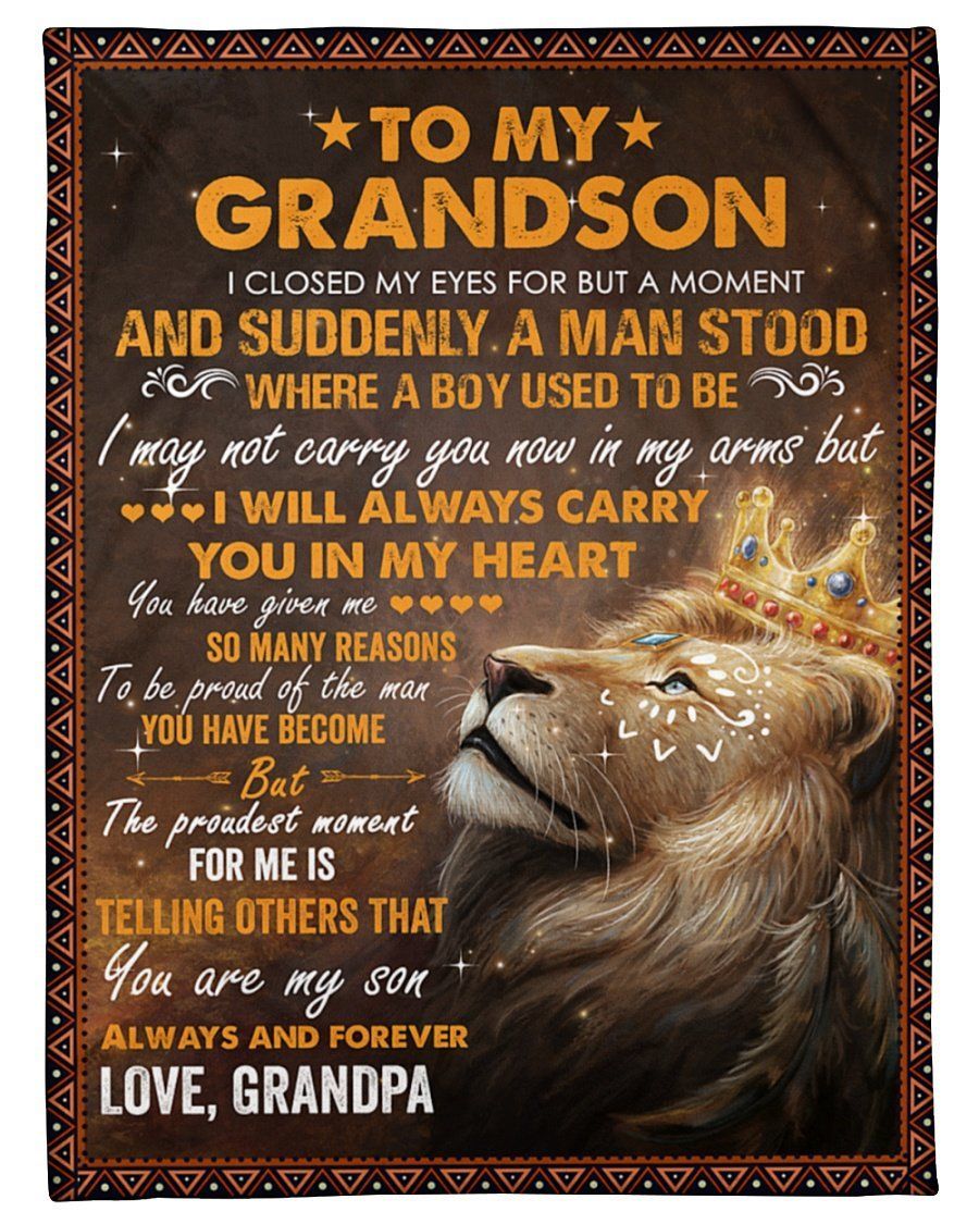 Lion Grandpa To My Grandson Fleece Blanket I Closed My Eyes Fleece Blanket