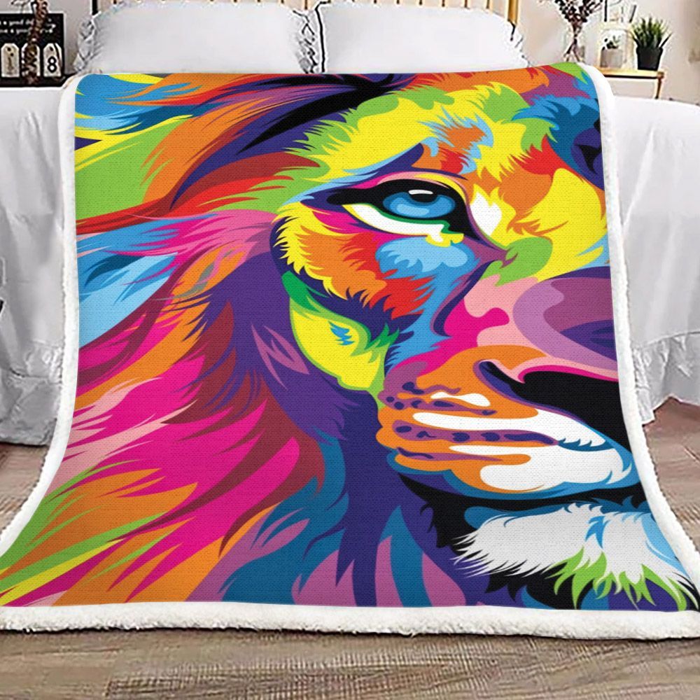 Lion Sherpa Fleece Blanket