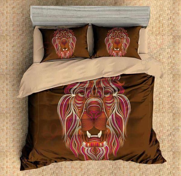 Lion Heart Beige Printed Bedding Set