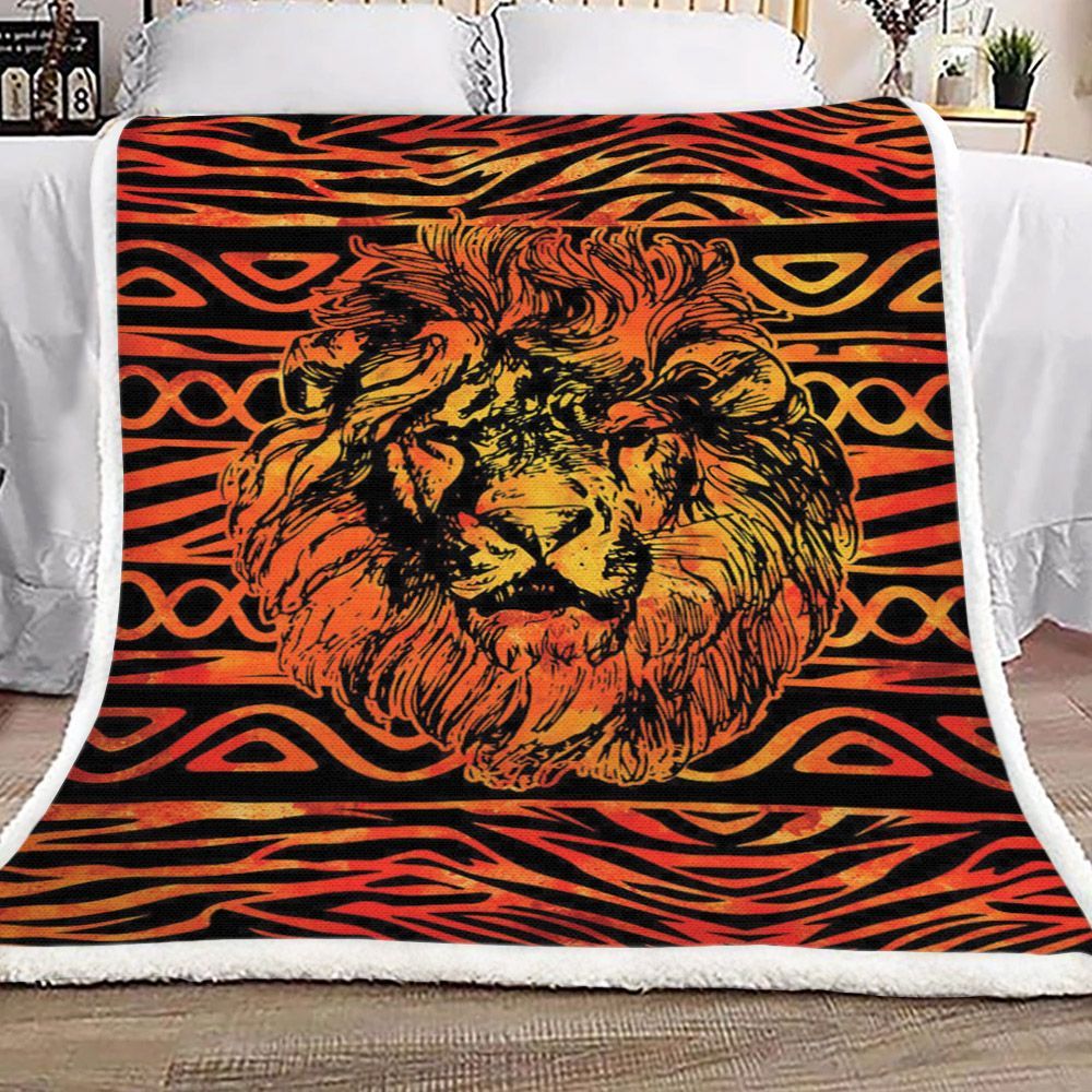 Lion Sherpa Fleece Blanket