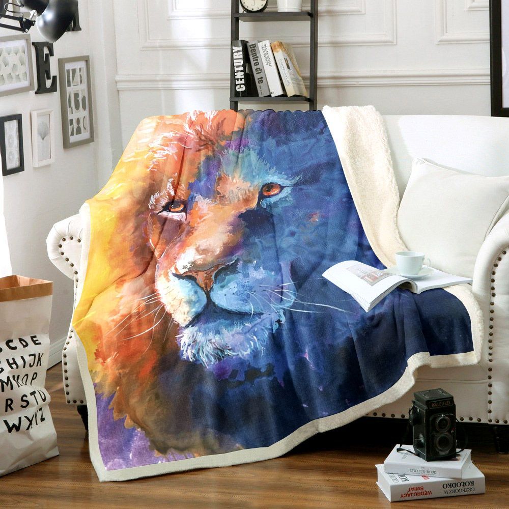 Lion Sherpa Fleece Blanket