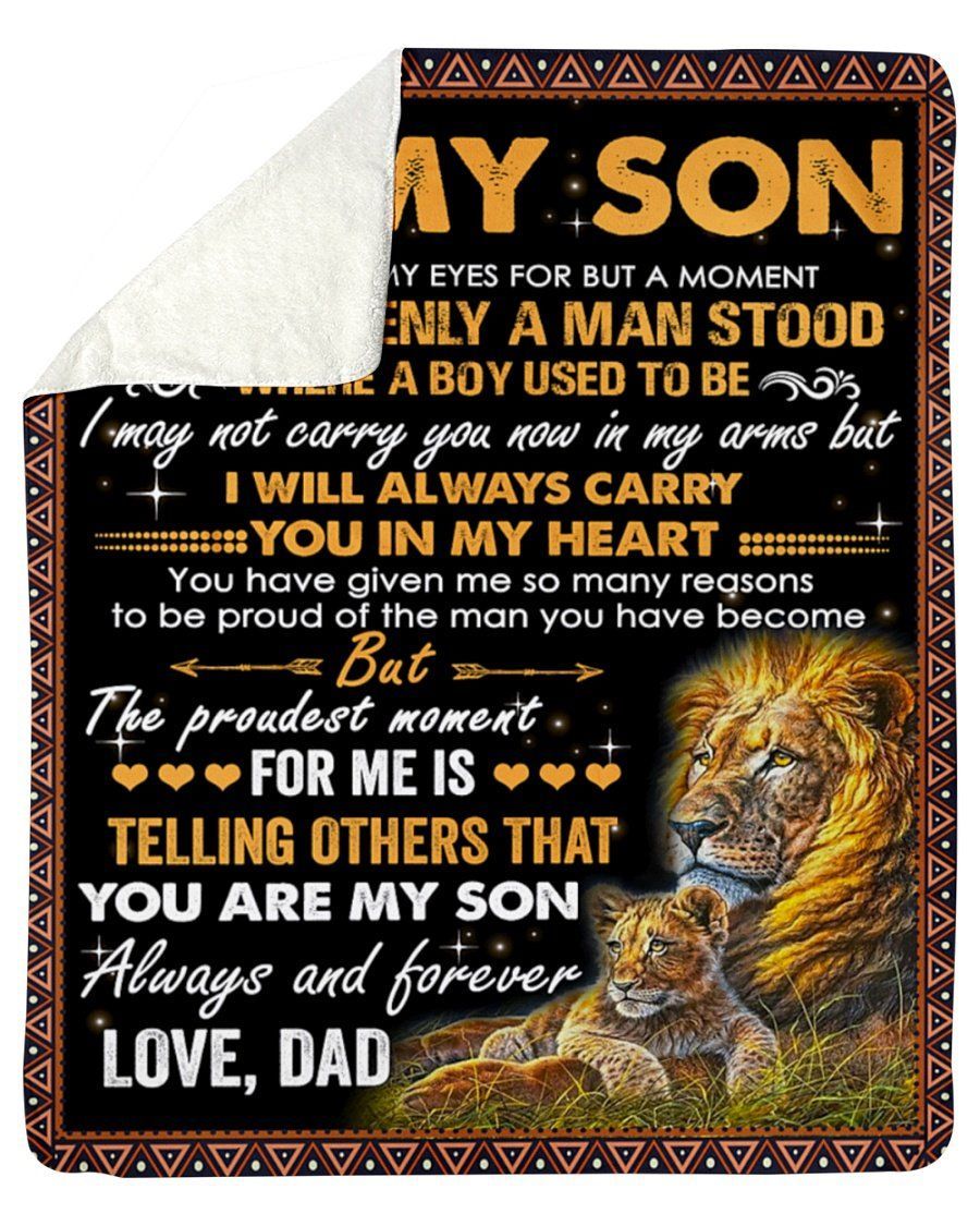 Lion I Closed My Eyes For A Moment Father To Son Fleece Blanket Sherpa Blanket