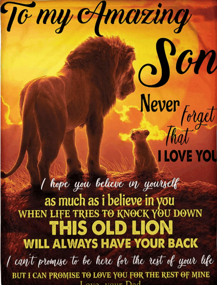 Lion I Hope You Believe In Yourself Dad Gift For Son Blanket