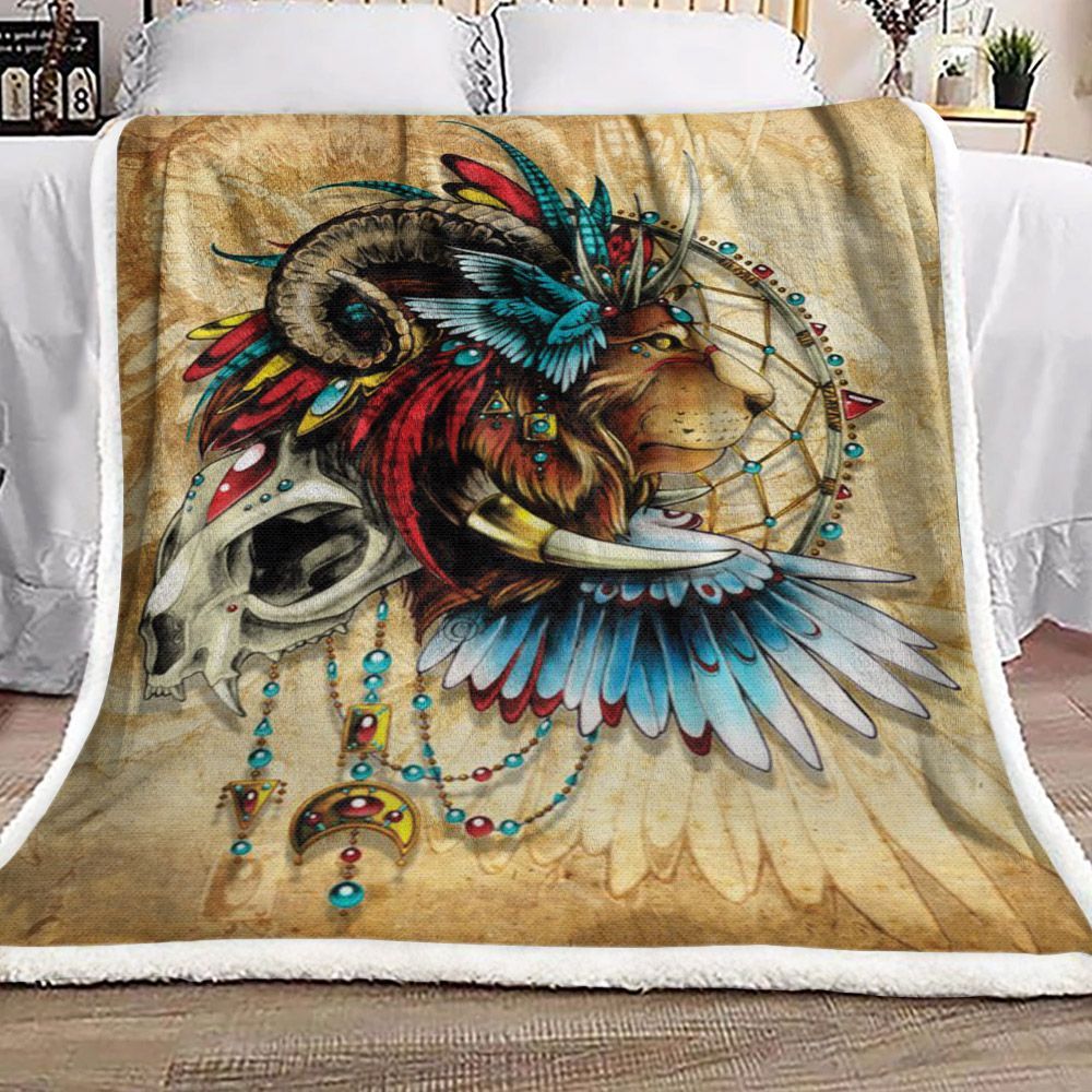 Lion In Cage Sherpa Fleece Blanket