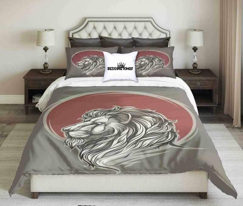 Lion In Red Circle Bedding Set