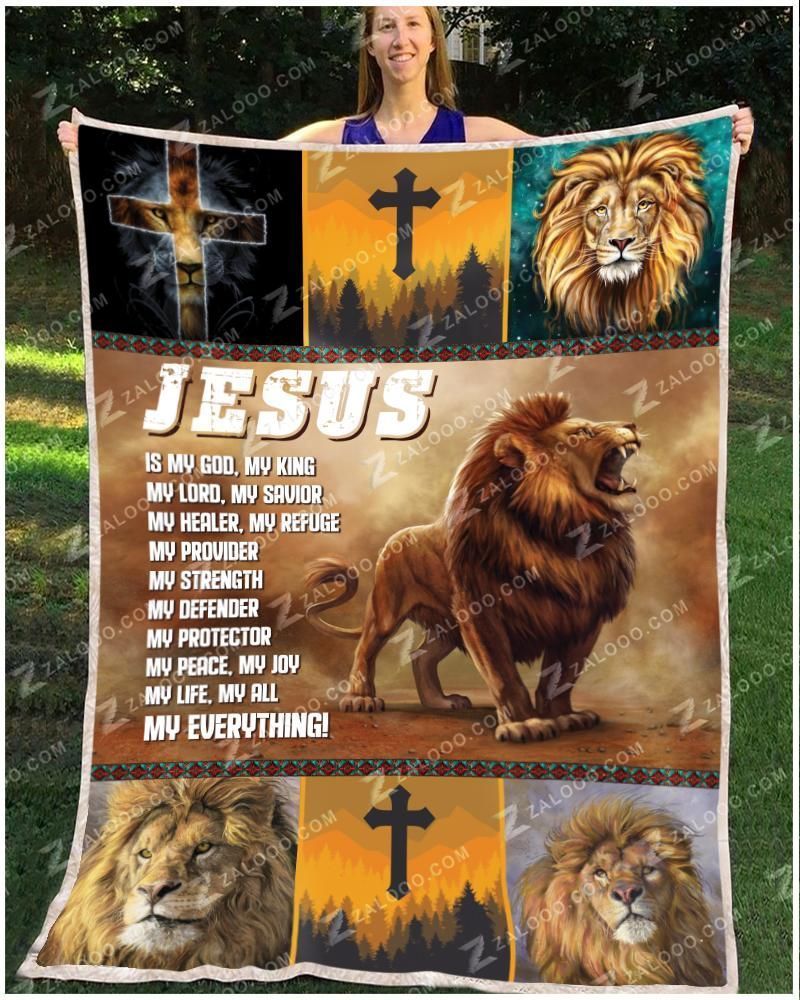 Lion Jesus Sherpa Fleece Blanket