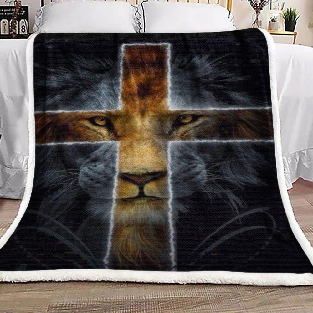 Lion Jesus Sherpa Fleece Blanket