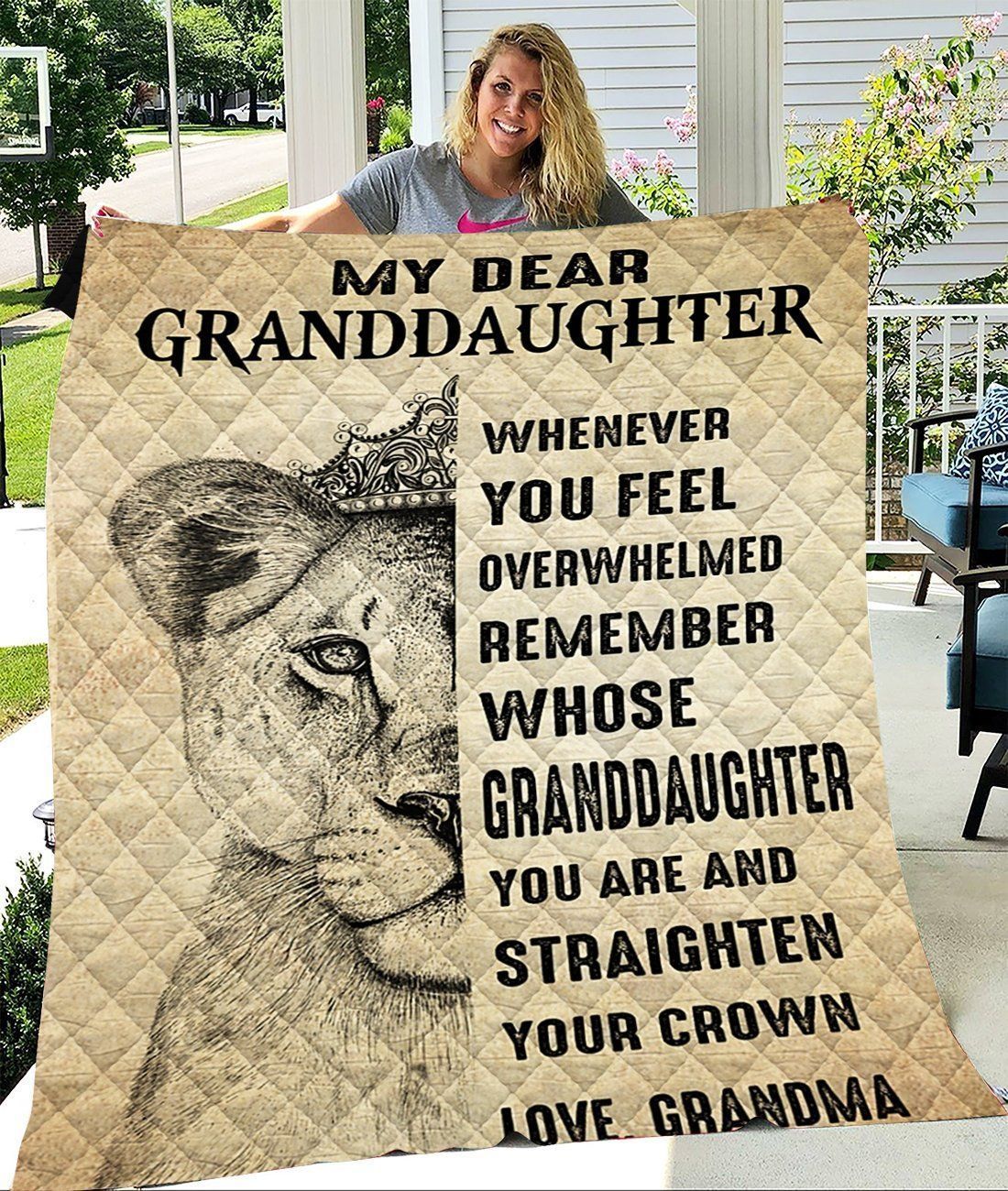 Lion King Grandma Gift For Granddaughter Remember Whose Granddaughter You Are Quilt Blanket