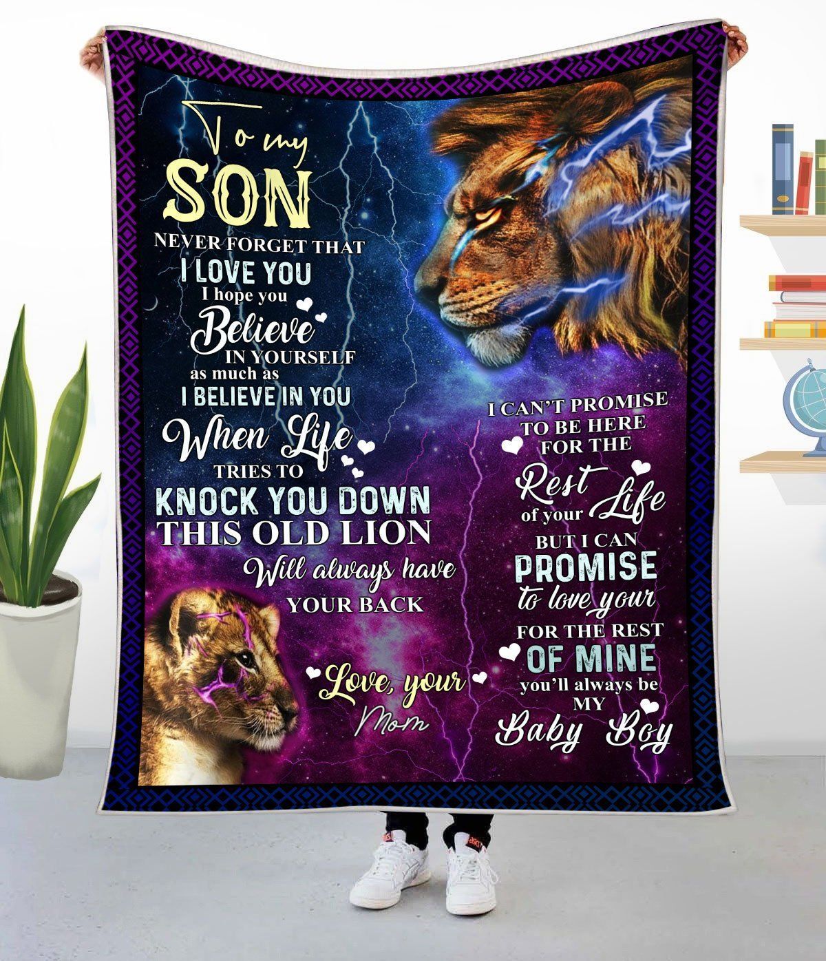 Lion Lightning I Love You Gift For Son Fleece Blanket