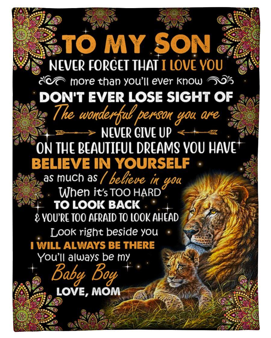 Lion Mandala Never Forget That I Love You To Son Fleece Blanket Fleece Blanket