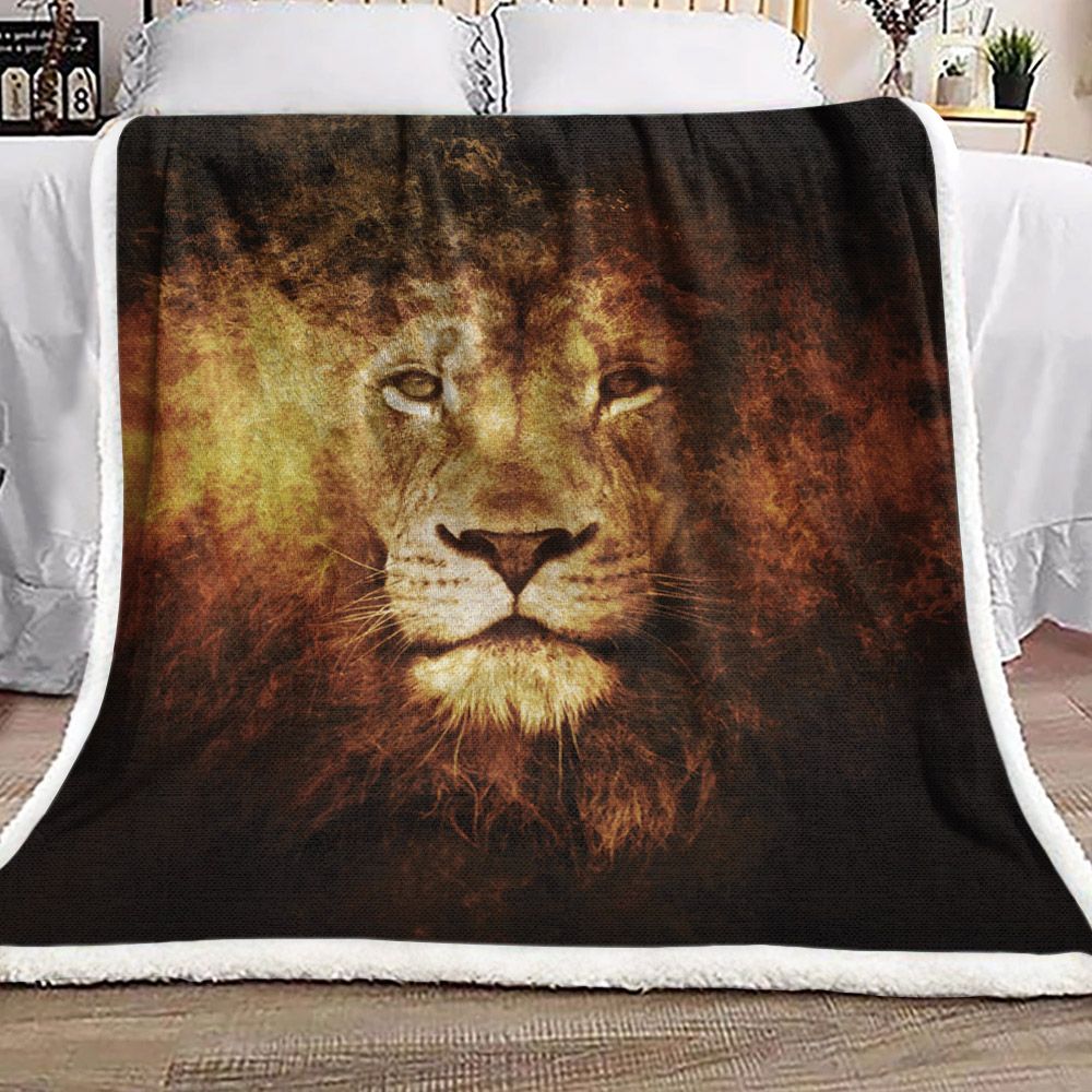 Lion Sherpa Fleece Blanket