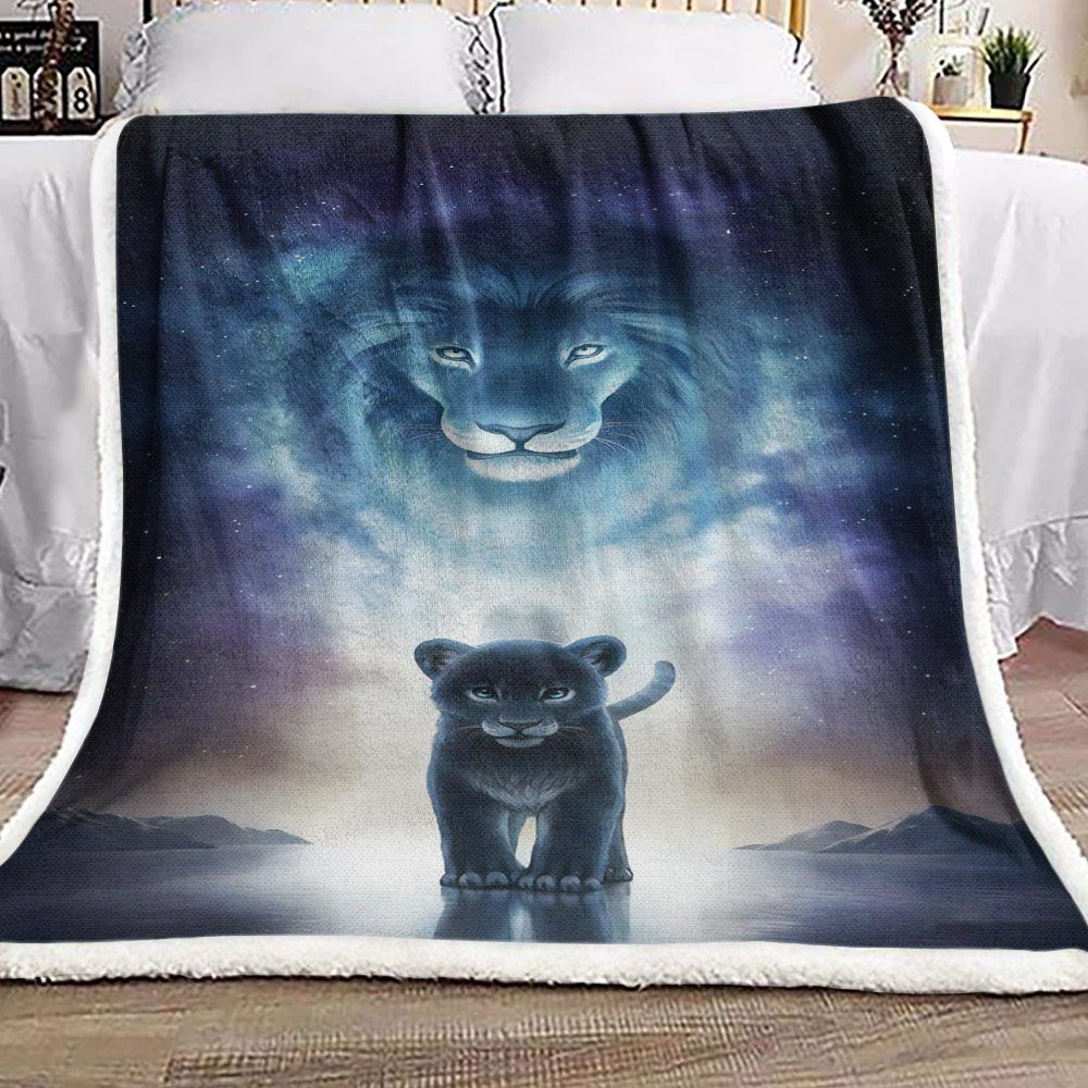 Lion Mom And Baby Sherpa Fleece Blanket