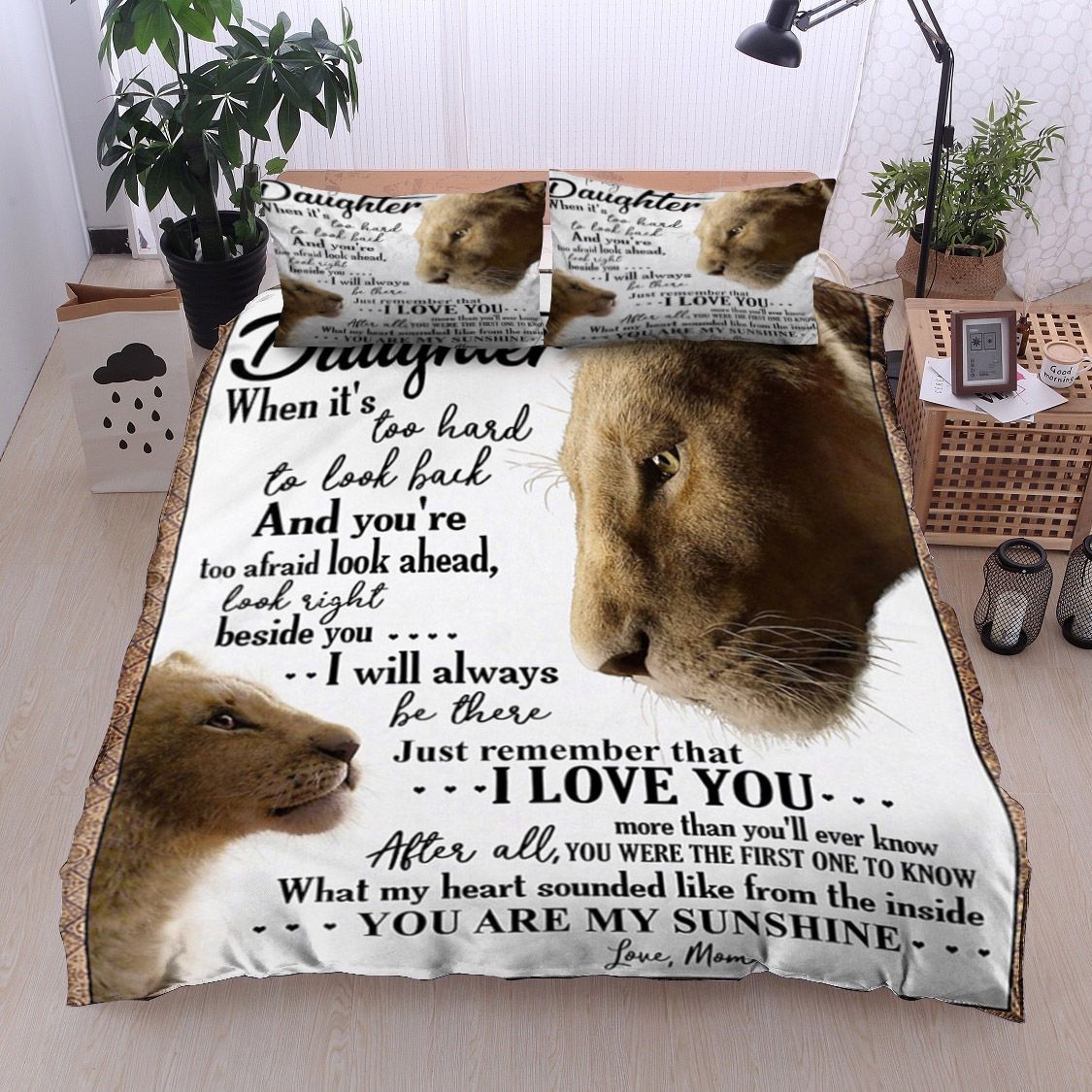Lion Mom To Daughter Bedding Set