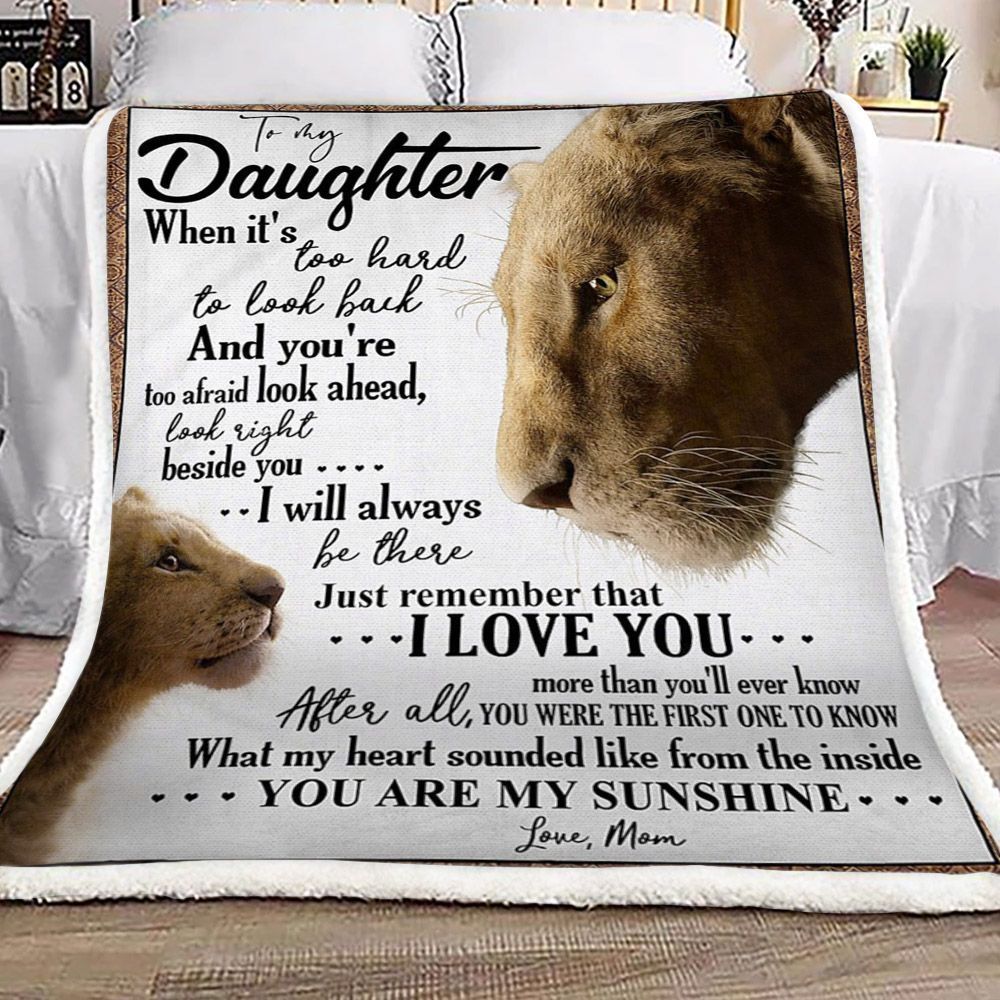 Lion Mom To Daughter Sherpa Fleece Blanket