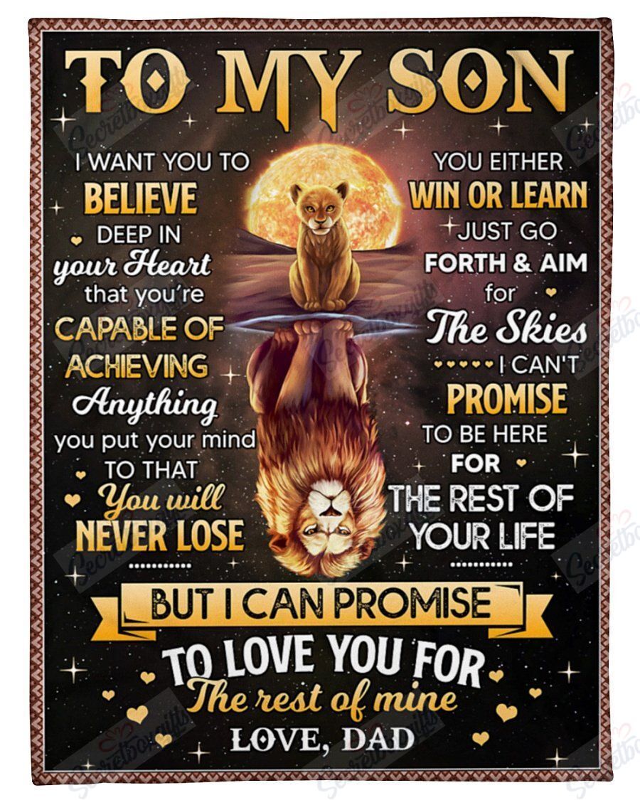 Lion Moon I Want To Believe Dad To Son Fleece Blanket