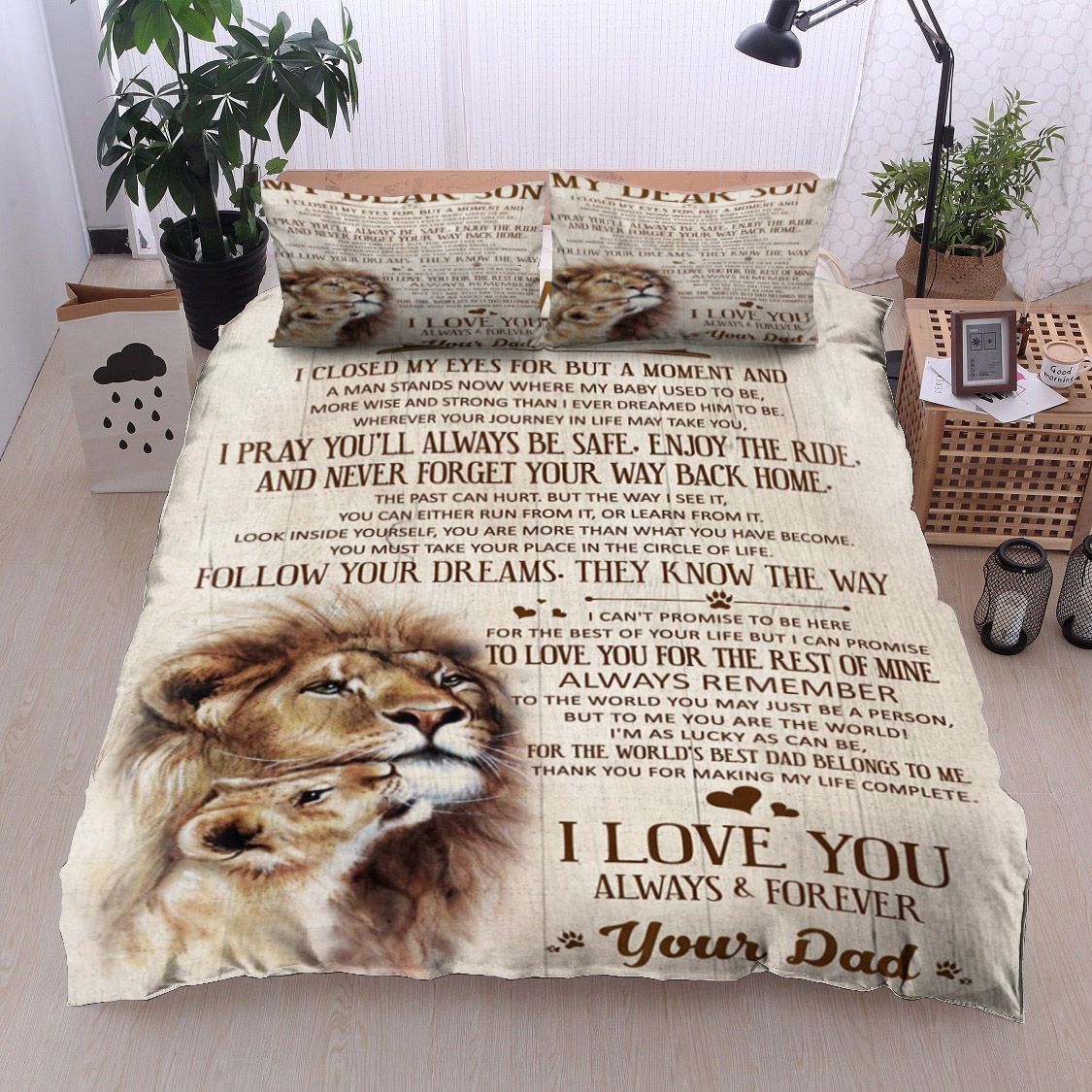 Lion My Dear Son Your Dad Bedding Set