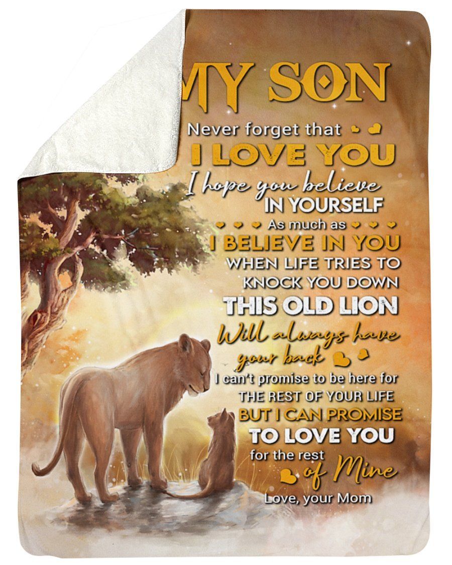 Lion Never Forget That I Love U Fleece Blanket Mom To Son Sherpa Blanket