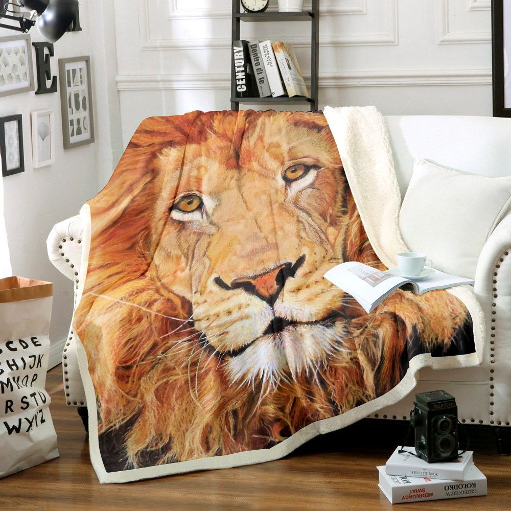 Lion Sherpa Fleece Blanket
