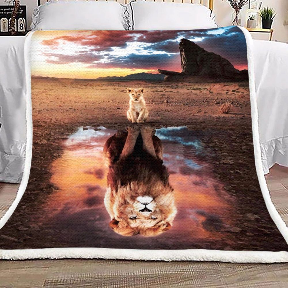 Lion Sherpa Fleece Blanket