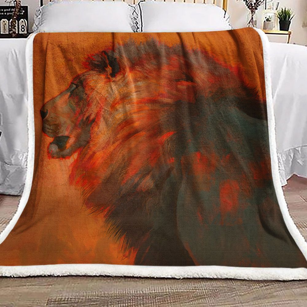 Lion Sherpa Fleece Blanket