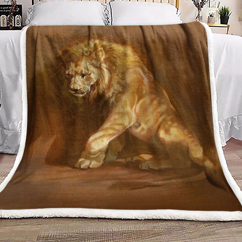 Lion Sherpa Fleece Blanket