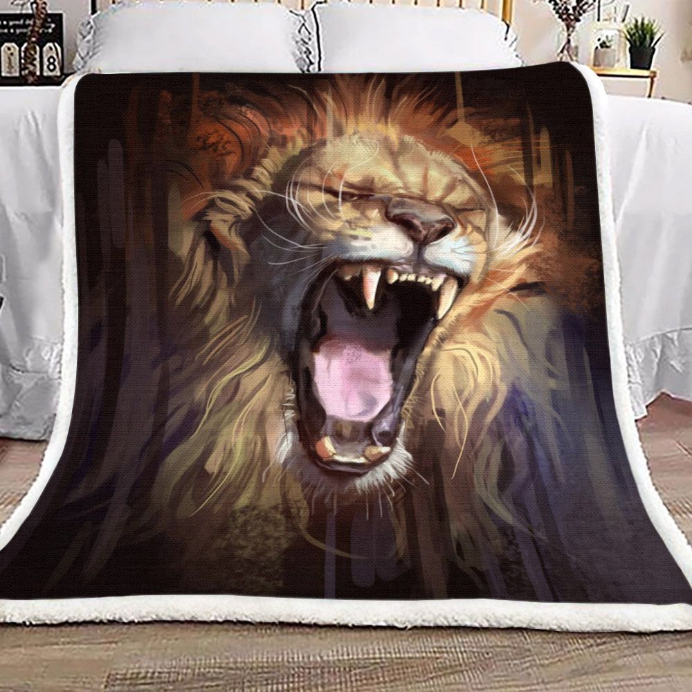 Lion Sherpa Fleece Blanket