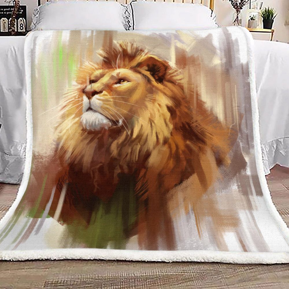 Lion Sherpa Fleece Blanket