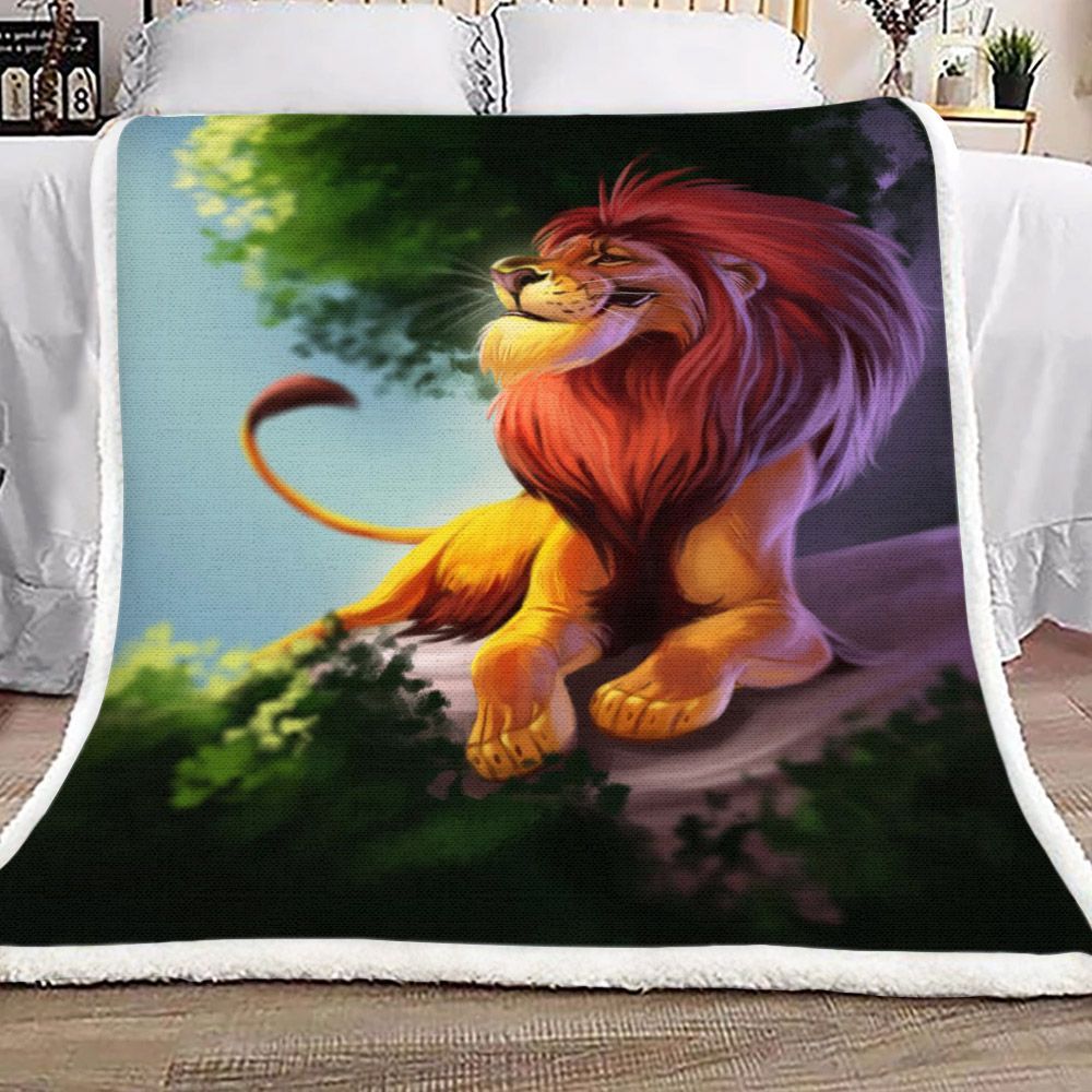 Lion Sherpa Fleece Blanket