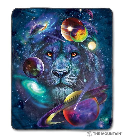 Lion Of Cosmos Sherpa Fleece Blanket