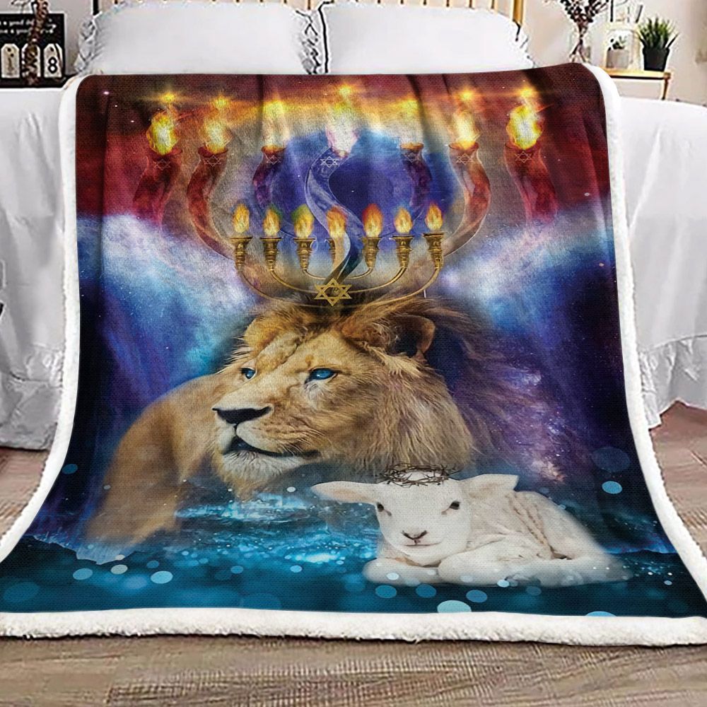 Lion Of Jewish Sherpa Fleece Blanket