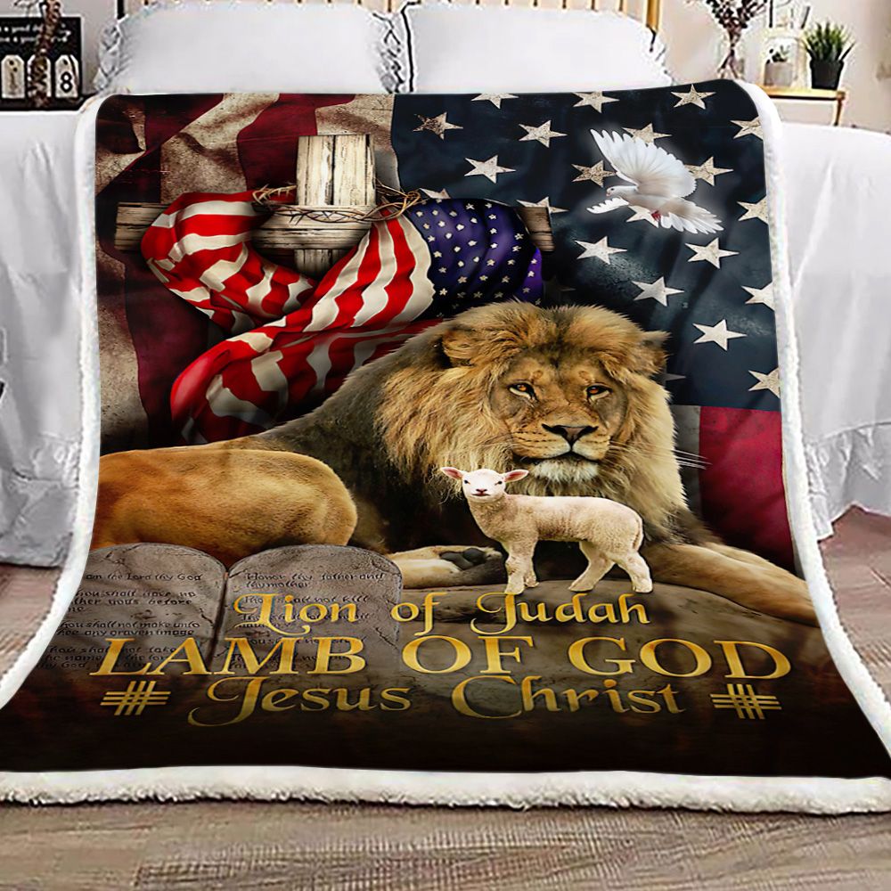 Lion of Judah Lamb Of God Jesus Christ Fleece Blanket