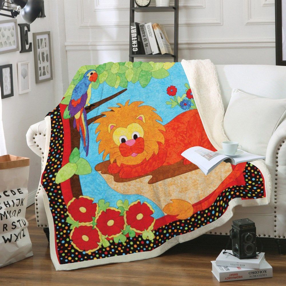 Lion Parrot Sherpa Fleece Blanket