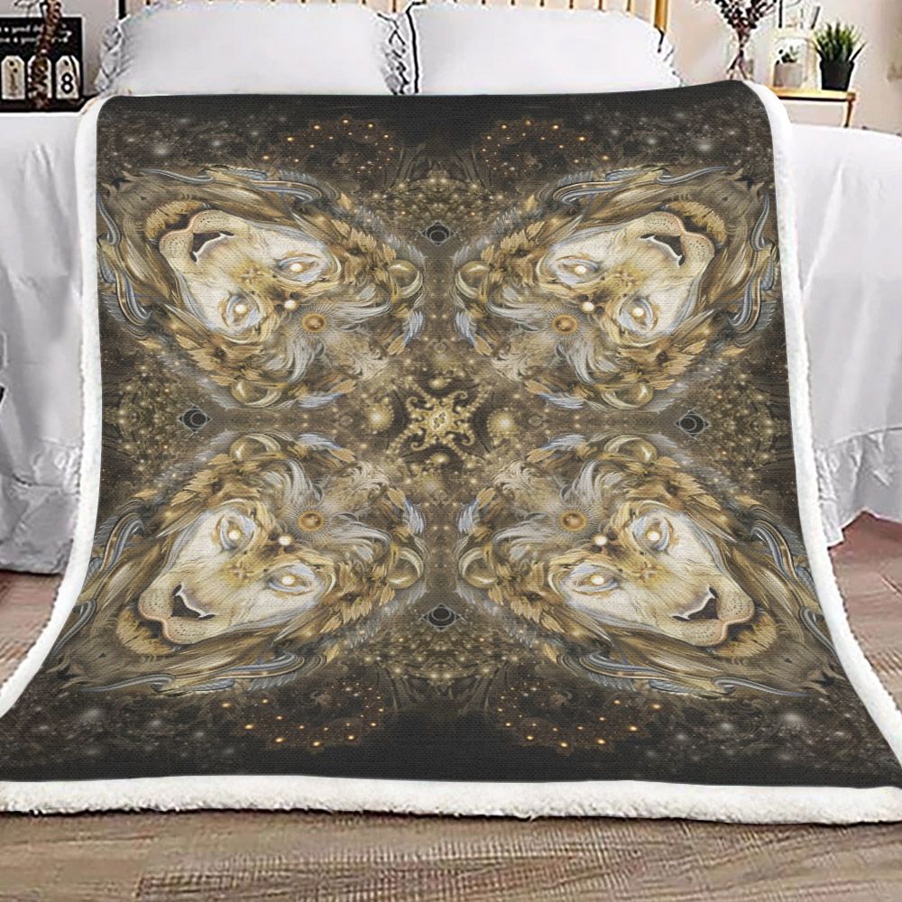 Lion Patterns Sherpa Fleece Blanket