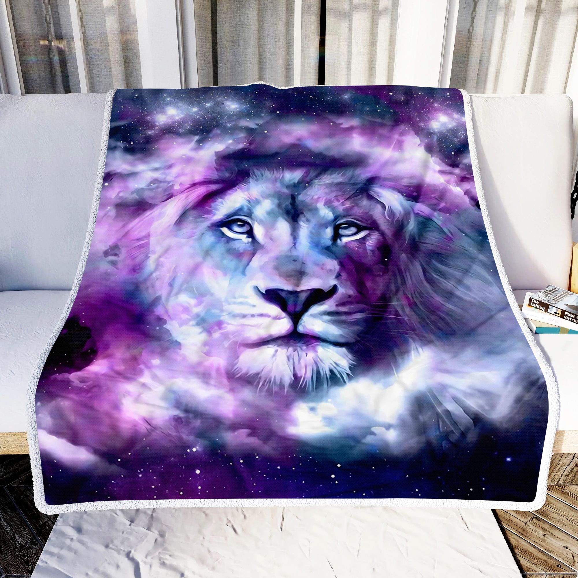 Lion Purple Galaxy Fleece Blanket