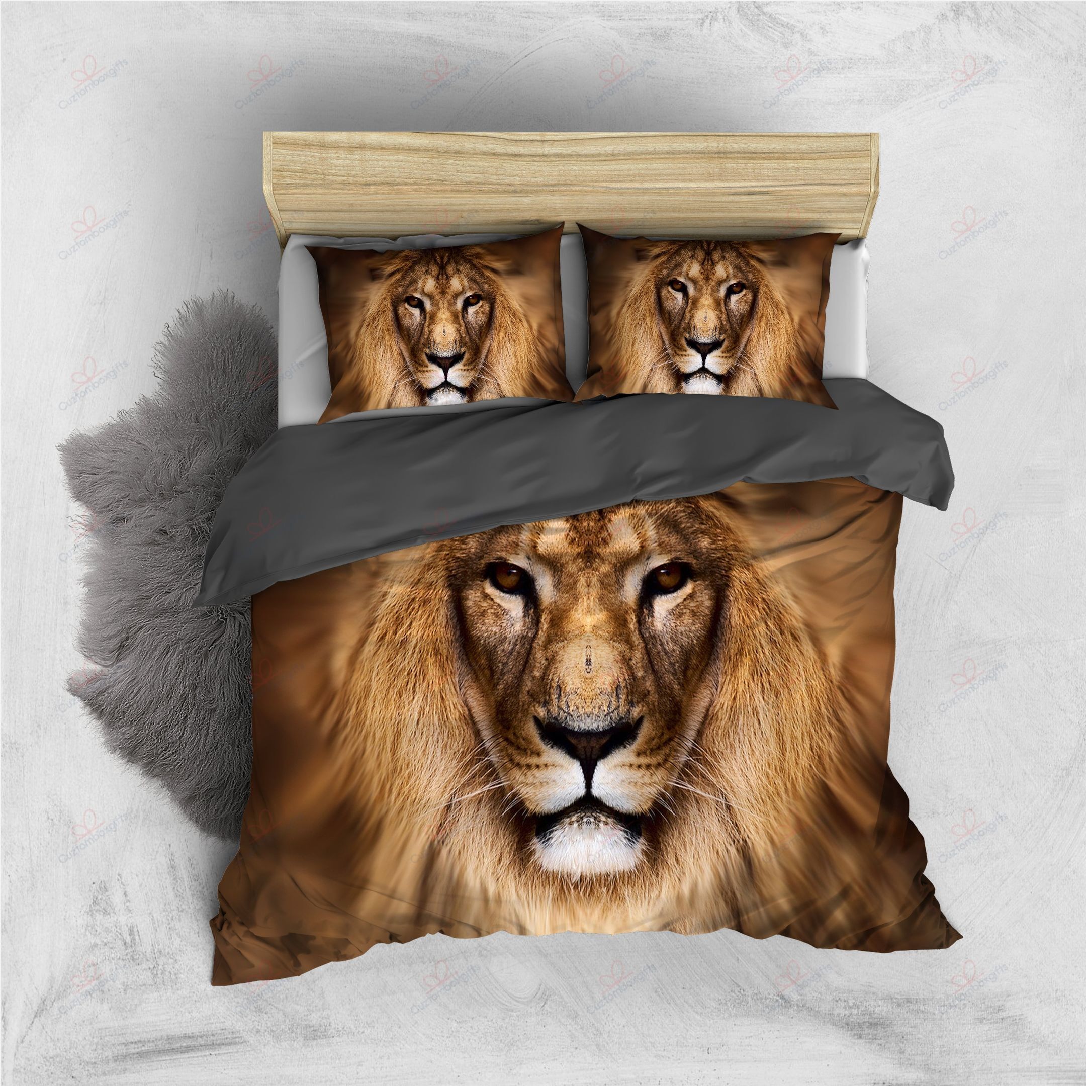 Lion Realistic Printed Bedding Set