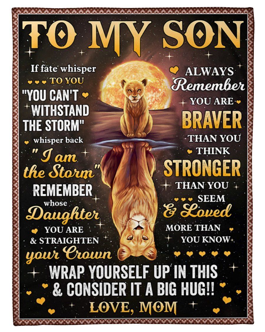 Lion Reflection In Water Mom To Son Loved More Than You Know Fleece Blanket