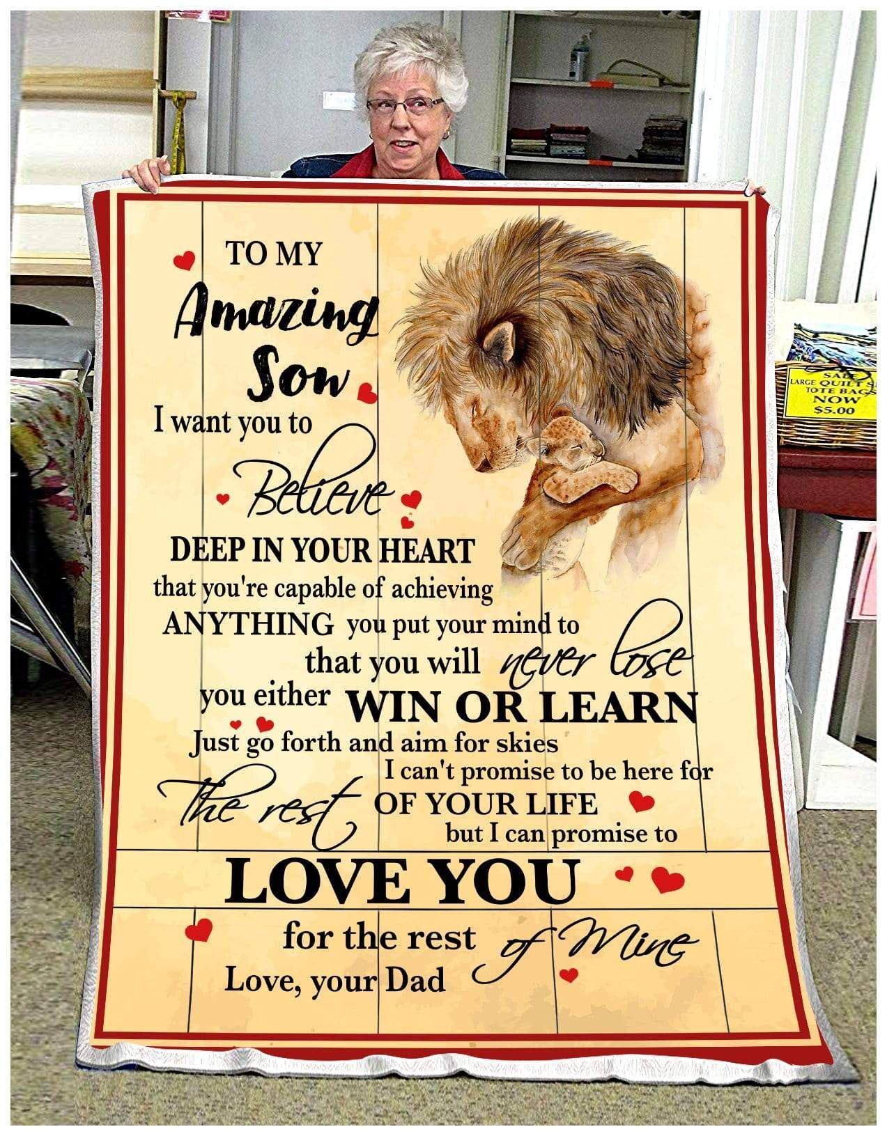 Lion Son Dad Love You For The Rest Of Mine Sherpa Fleece Blanket