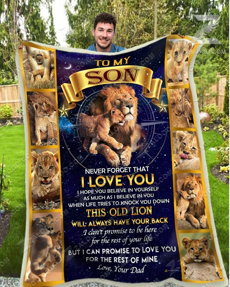 Lion Son Dad This Old Lion Will Always Have Your Back Sherpa Fleece Blanket