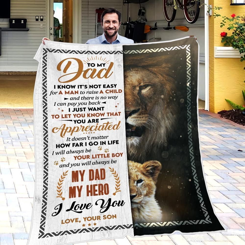 Lion Son Gift For Dad I Will Always Be Your Little Boy Fleece Blanket