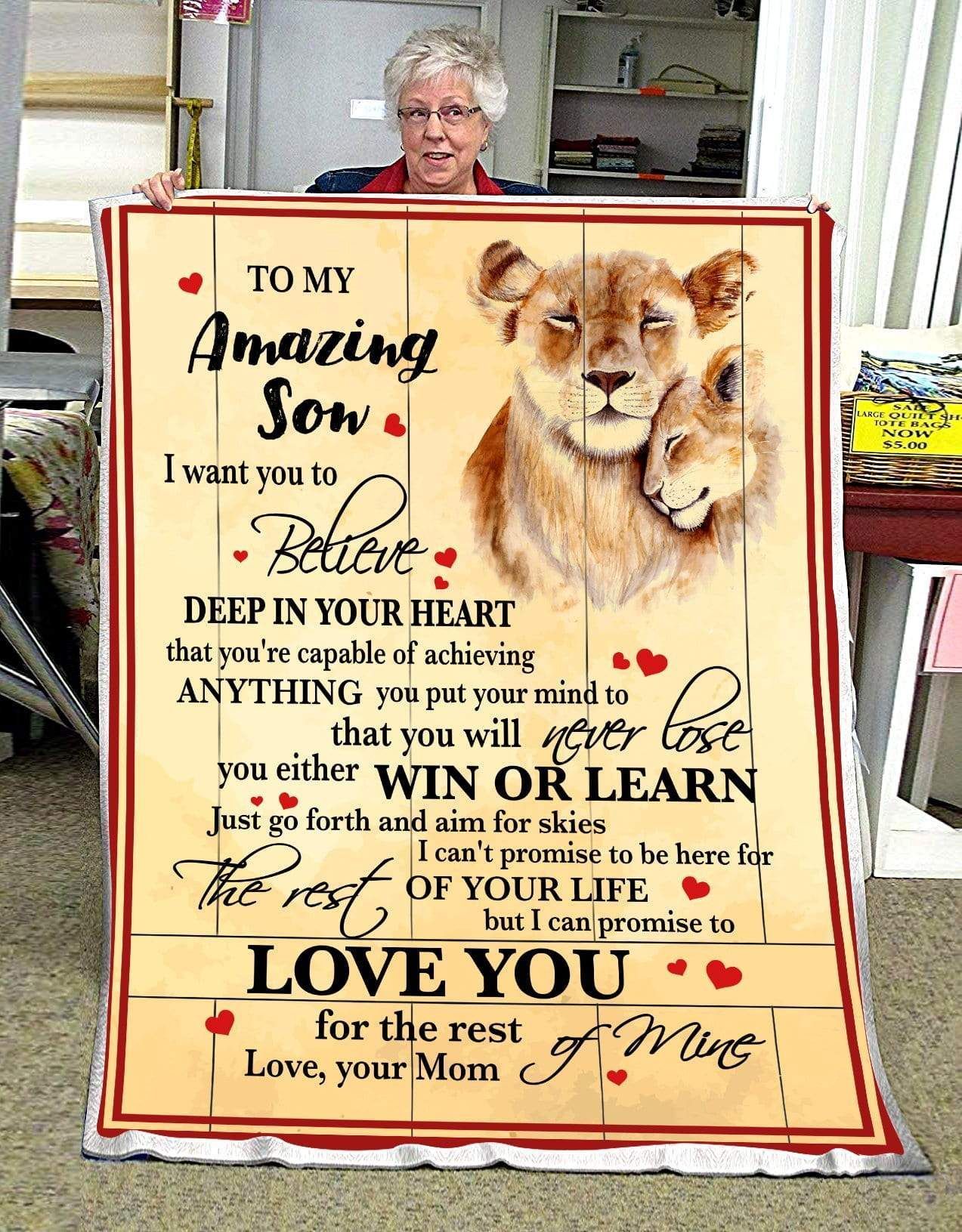 Lion Son Mom Love You For The Rest Of Mine Sherpa Fleece Blanket